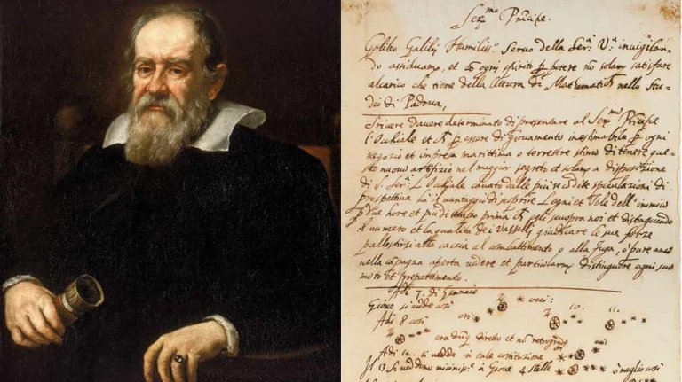 Imagen de Galileo y de su falso manuscrito